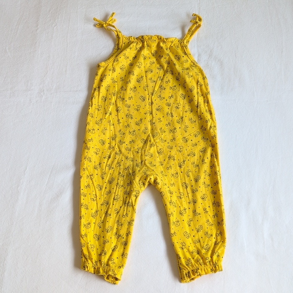 joe fresh floral tank jumpsuit yellow 12-18 months baby girl - Picture 6 of 6